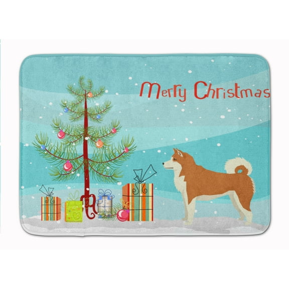 Akita Christmas Tree Machine Washable Memory Foam Mat
