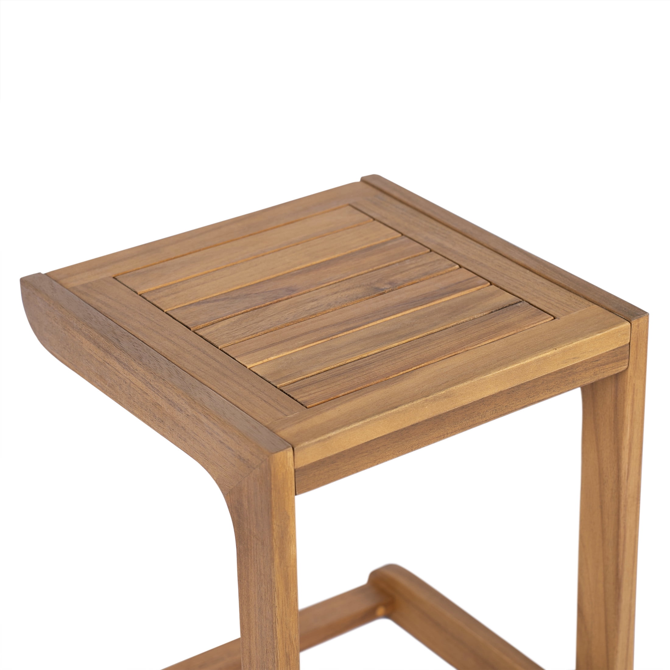 Christopher Knight Home Modern Outdoor C-Shaped Side Table, Solid Acacia Wood Sofa Snack Table, Natural Finish