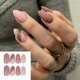 thumbnail image 1 of Almond Diagonal Gold Line Lotus Root Pink Use Nail Ormromra HMHZ1789, 1 of 8