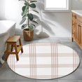 thumbnail image 5 of Brown Buffalo Plaid Round Rug 3ft Washable Circle Entryway Rugs Non Slip Farmhouse Checkered Watercolor Area Rug Indoor Floor Carpet for Bedroom Kitchen Living Room Home Office Dining Room Nursery, 5 of 9