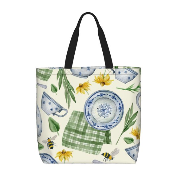 Vsdgher Vintage Utensils print Tote Bag for Women Shoulder Bag with Zipper Large Shoulder Bag Handle Handbag Portable Washable for Travel, Work