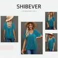 thumbnail image 4 of SHIBEVER Womens Tops Short Sleeve Summer Casual Basic V Neck T Shirts for Women Loose Casual Tees for Ladies Tops for Woman Peacock Green L, 4 of 6
