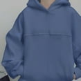 thumbnail image 6 of Women's Two Piece Outfits Sweatshirt Set Solid Color Hooded Pullover Casual Long Sleeve Fall Blue Sweatpants Tracksuit Lounge Sets S-2XL, 6 of 6
