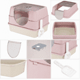 thumbnail image 6 of Enclosed Cat Litter Box with Scoop, Side Entry Cat Litterbox for Kitty & Multi-Cat, Anti-Leakage, Non-Sticky (Pink), 6 of 6