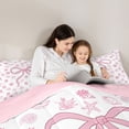 thumbnail image 5 of Erosebridal Pink Ocean Starfish 7 Pieces Bedding Comforter Set,Kawaii Bowtie Princess Bow Full Bedding Set For Girls Kids,Reversible pink, 5 of 7