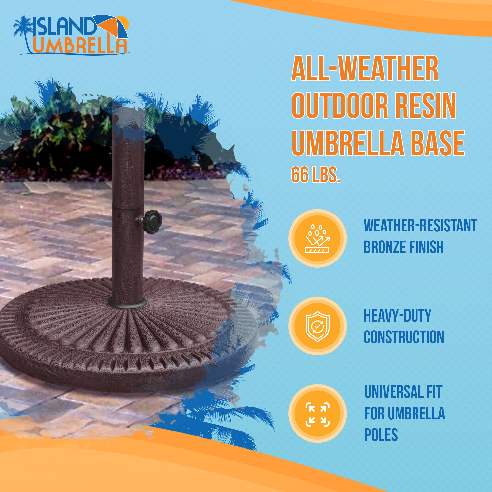 Blue Wave 66-lb Weather-Resistent Umbrella Base in Bronze Resin Finish