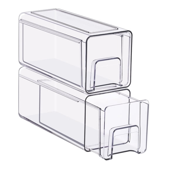 Sorbus Small Clear Stackable Makeup Storage Drawers, 2-Pack Plastic Pull-Out Organizer Bins