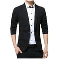 thumbnail image 2 of Men Solid Casual Turndown Slim Fit Single Button Long Sleeve Coats, 2 of 3