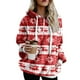 thumbnail image 2 of Sudadera de manga larga para mujer con cordón y estampado navideño con capucha para otoño e invierno Rojo XXL, 2 of 6