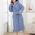 thumbnail image 3 of FNFFH Womens Hooded Fleece Robe Super Soft Absorbent Spa Bathrobe Cozy Warm Thick Housecoat with Pockets, 3 of 5