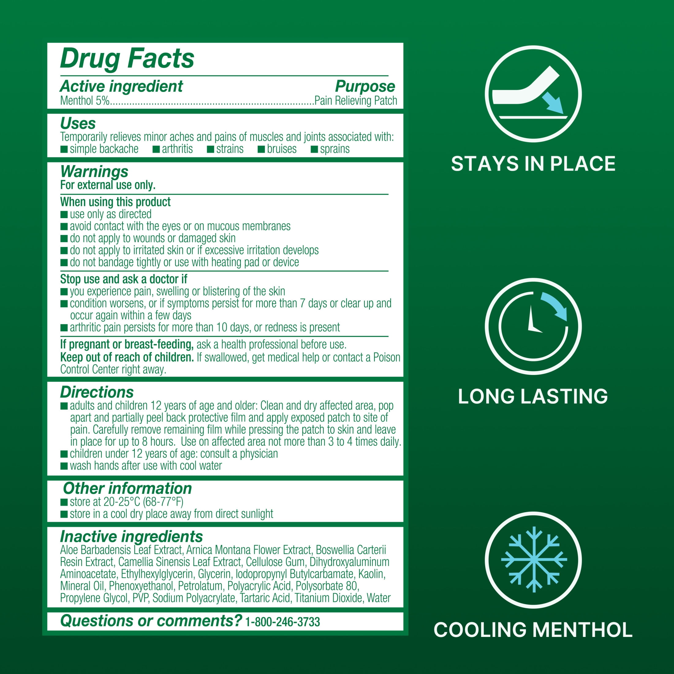 Biofreeze Arthritis Pain Relief Patches, For Joint, Muscle & Back Pain Relief, OTC & HSA Eligible, Menthol, 5 Count