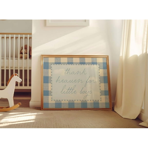 Miluva Nursery Thank Heaven For Little Boys Wall Art Baby Boy Room Decor Vintage Printable Boys Room Decor For Living Room Bedroom, 8x12 UNFRAMED