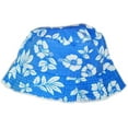 thumbnail image 2 of Blue White Luau Hawaiian Flowers Power Hippy Costume Hibiscus Bucket Hat, 2 of 2