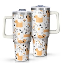 OBREWU Akita Beagle Bulldog Rottweiler Dachshund Tumbler with Handle and Lid,Cute Akita Dog Beagle Bulldog Rottweiler Dachshund 40oz Double Wall Vacuum Insulated Tumbler,Cups Gift for Women and Men