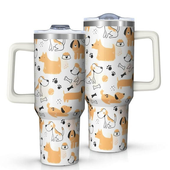 OBREWU Akita Beagle Bulldog Rottweiler Dachshund Tumbler with Handle and Lid,Cute Akita Dog Beagle Bulldog Rottweiler Dachshund 40oz Double Wall Vacuum Insulated Tumbler,Cups Gift for Women and Men