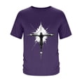 thumbnail image 3 of Ceisia Men's Easter Cross Print Loose Soft Breathable Short Sleeve Round Neck Casual T-Shirt Purple Gifts for Father L, 3 of 5