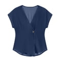 thumbnail image 7 of Asymmetric Button V-Neck Dolman Sleeve Denim Casual Top for Women Solid Color Spring Summer Blouse for Daily Wear S-XXL, 7 of 7