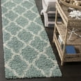 thumbnail image 2 of SAFAVIEH Daley Geometric Plush Shag Runner Rug, Seafoam/Ivory, 2'3" x 14', 2 of 7