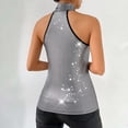 thumbnail image 5 of Laqbezok Chic Halter Criss Cross Sequin Tank Top, Women's Sparkly Sleeveless Party Camisole, Shiny Night Out Outfit, 5 of 8