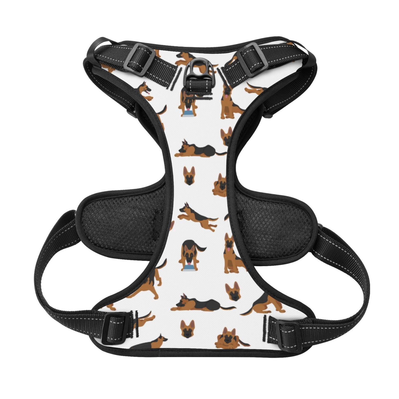 Kdxio German Shepherd Dog Print No Pull Dog Harness Adjustable Reflective Oxford Easy Control Medium Large Dog Harness for Training and Everyday-Medium