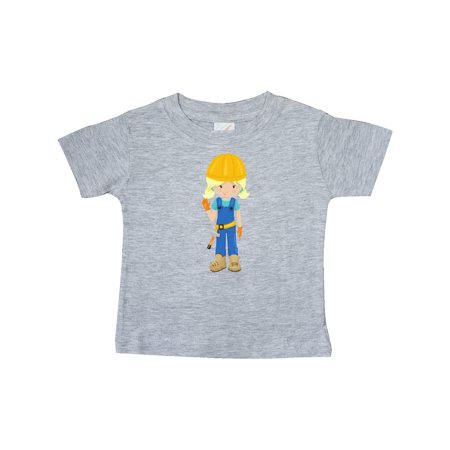 

Inktastic Cute Girl Construction Worker Blonde Hair Gift Baby Girl T-Shirt