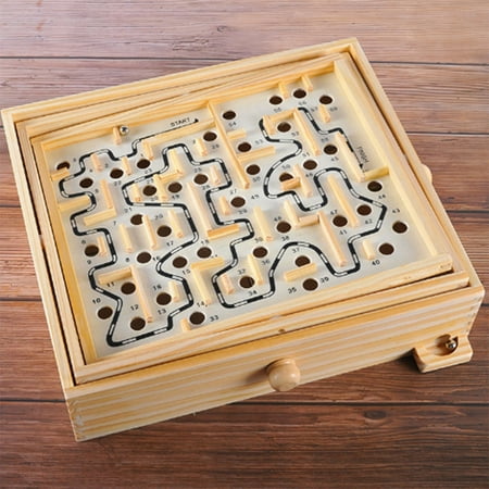 Langgg Rotary Knob Wooden Labyrinth wooden labyrinth board game Board ...