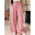 thumbnail image 4 of Women'S High Waist Slim Fit Draped Casual Tie Front Wide Leg Pants Pink XXL, 4 of 9