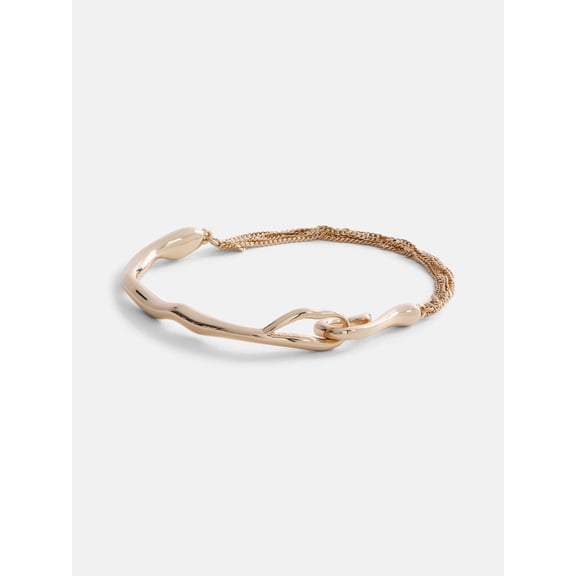 Scenario Women's Gold-Tone Chain Bracelet with Sculpted Bar