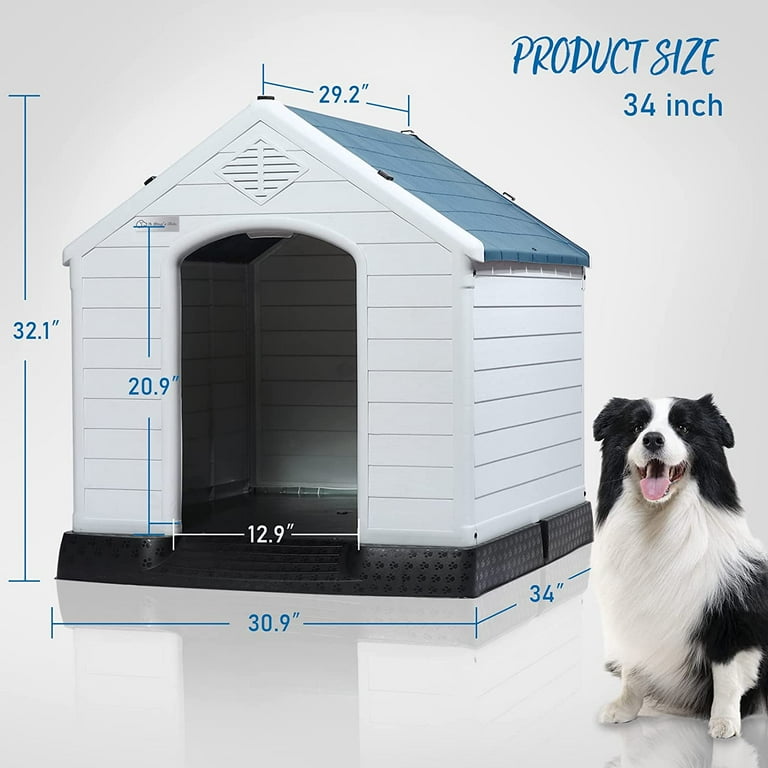 A4Pet Small Dog House Outdoor, Wooden Dog House with Waterproof Roof &  Lifted Feet Pad for Small Dogs Outside