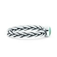 thumbnail image 2 of Dainty Braided Celtic Weave Rope Oval Turquoise Ring Band 925 Sterling Silver Size 8, 2 of 5