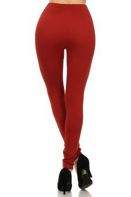 Women's Fashionable Fleece Leggings in Solid Color with 2 Gold zippers & seams on Front, Copper