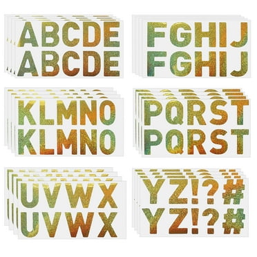 Uxcell Letter Stickers 1", Self Adhesive Vinyl Large Alphabet Number Stickers, Flash Gold 240 Pcs/ 24 Sheets