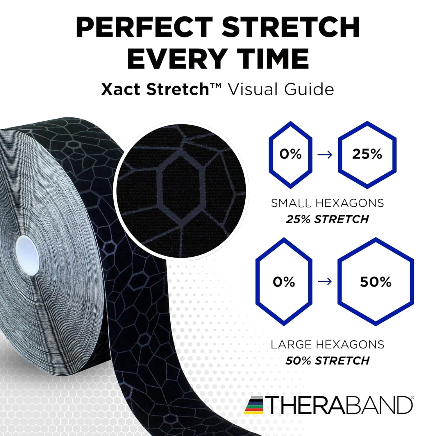 THERABAND Kinesiology Tape, Black/Gray, 2'' X 103.3 Foot Bulk Roll, with XactStretch Indicators, Long-Lasting Athletic Tape for Shoulder & Knee, Latex-Free Sports Tape, Water Resistant, Cut-to-Length