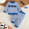 thumbnail image 2 of NOLDARES Toddler Baby Boy Fall Clothes Printed Long Sleeve Pullover Sweatshirt Tops Joggers Pants Set Winter Outfits Size:2-3 Y,Blue, 2 of 7