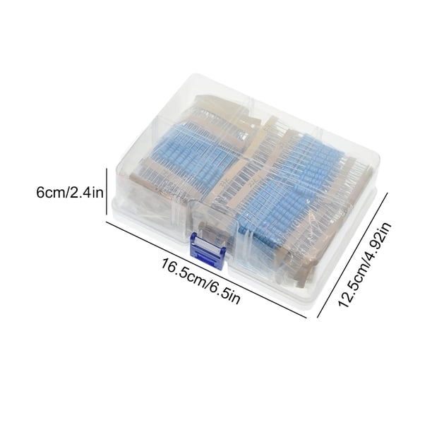 Kit de resistencias de película metálica de 640 piezas Juego de resistencias de película metálica de 64 valores x 10 piezas con caja