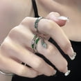 thumbnail image 6 of Green Spirit Snake Ins Dark Style Advanced Sense Open-end Zircon Ring, 6 of 7