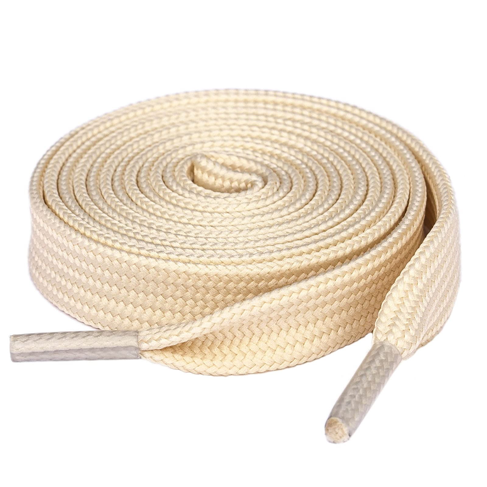 Olukssck 1 Pair Flat Shoe Laces for Sneakers 2 5 Wide Athletic Shoelaces Cream 63 inch 160cm