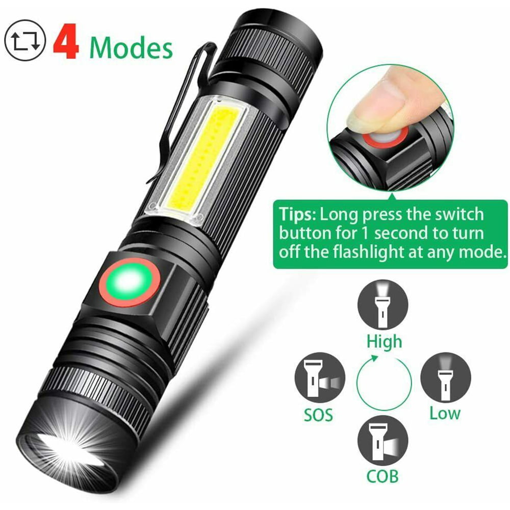 Led Torch Karrong Magnetic Bright USB Rechargeable Black Light 7 Modes with COB