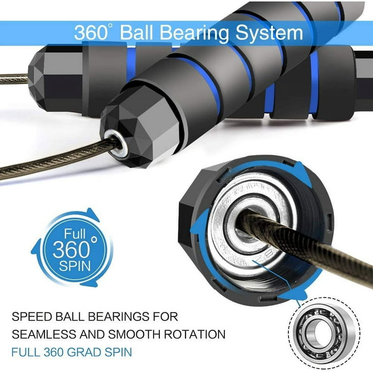 Memory Foam Handles Tangle-Free Speed Jump Rope - Adjustable Steel