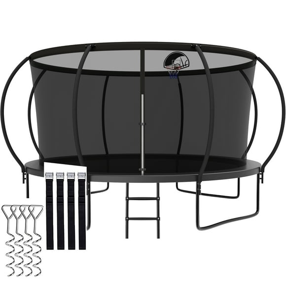 CITYLE Trampoline 12FT 14FT 15FT 16FT 1500LBS Trampoline for Adults Kids Outdoor Trampolines with Basketball Hoop, Enclosure, Easy to Install & Full Galvanized Anti-Rust Coating