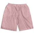 thumbnail image 5 of Bermuda Shorts for Women Knee Length Summer Casual Cotton Linen Hollow out Elastic Waist Straight Leg Shorts with Pockets, 5 of 5