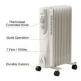 thumbnail image 3 of Portable Oil Filled Radiator Space Heater, 1500W, 7-Fin, 3 Heat Settings, White, 3 of 8