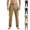 Black, variant on Men Button Front Elastic Back Waist Straight Slim Quick Dry Chino Pants Deep Side Pockets Wrinkle Resistant Office Commute Sightseeing Daily Trousers L