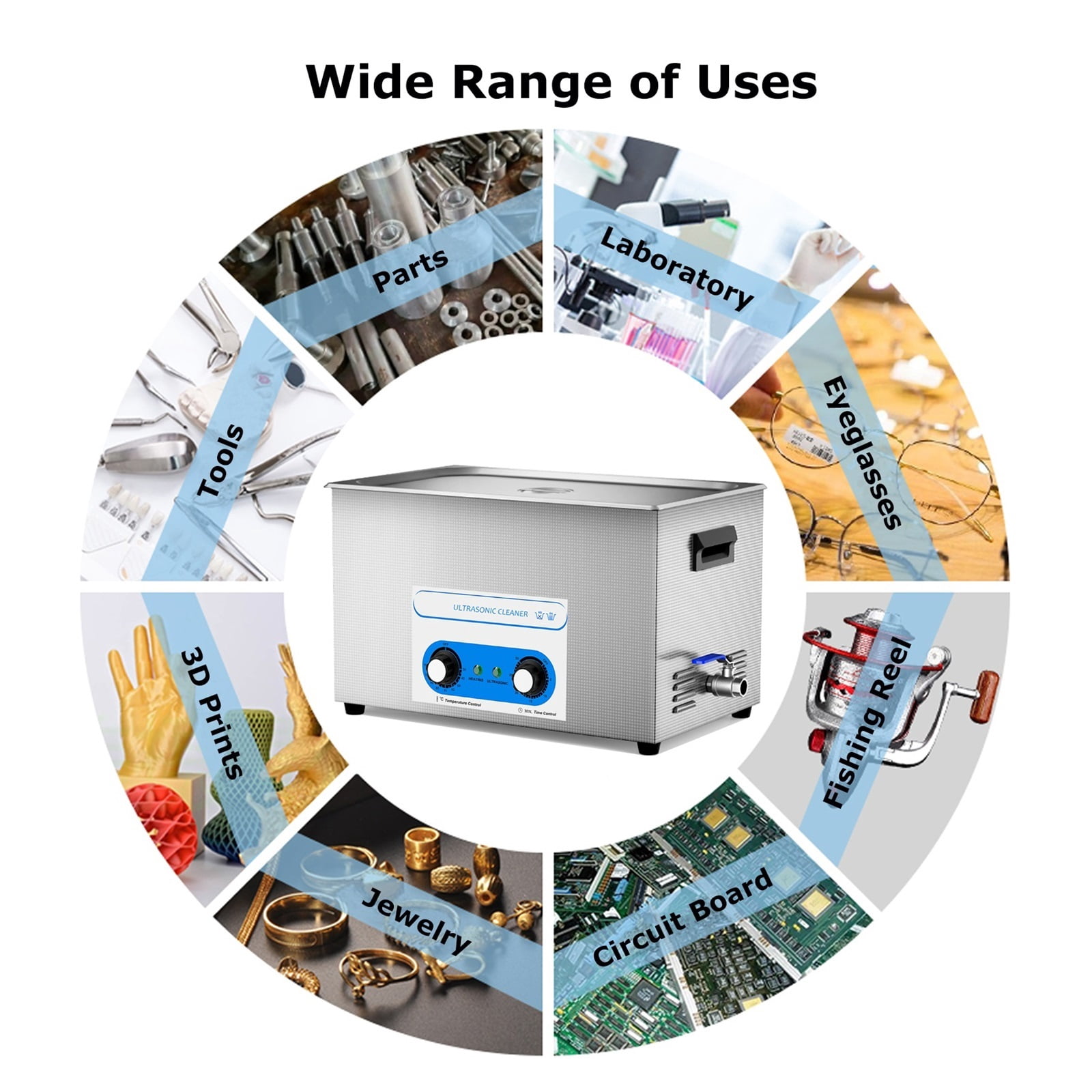 30L Ultrasonic Cleaner 40kHz Ultrasound Bath Heated Ultrasonic Cleaning Machine for Carburetor,Jewellery,Tools,Auto Parts etc