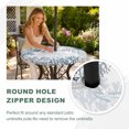 thumbnail image 4 of Round Outdoor Tablecloth with Umbrella Hole and Zipper, Lack Blue Coastal Tablecloth with Elastic Waterproof, Grey Blue Sea Coral Starfish Nautical Patio Table Covers for 31" - 35" Pool Tables, 4 of 9