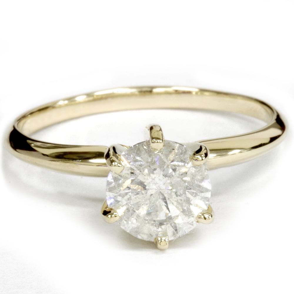 Yellow Gold 1ct Round Solitaire Diamond Engagement Ring 14K Clarity Enhanced by Pompeii3