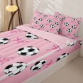 thumbnail image 3 of Manfei Cute Ribbon Bowtie Zipper Twin Comforter Sets with Fitted Sheet and 2 Pillowcases,American Soccer Zipper Bedding Set,Pink Reversible,4 Pieces, 3 of 7