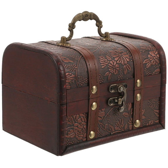 SEWCHICS Jewelry Container Wooden Vintage Treasure Box Brown 1 Piece
