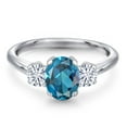 thumbnail image 3 of Gem Stone King 925 Sterling Silver Ring Topaz Moissanite (1.96 Cttw), 3 of 7