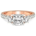 thumbnail image 3 of 4 Carat IGI Certified Cushion Shape Lab Grown Diamond Engagement Ring | 14K Rose Gold |Tiara Three Stone Diamond Ring | FG-VS1-VS2 Quality Friendly Diamonds, 3 of 4